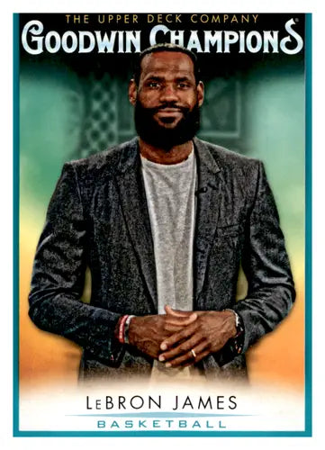LeBron James basketball card from 2021 Upper Deck Goodwin Champions Turquoise series