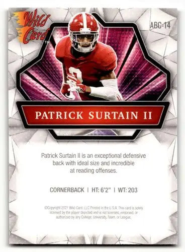 Patrick Surtain II football card from 2021 Wild Card Alumination series
