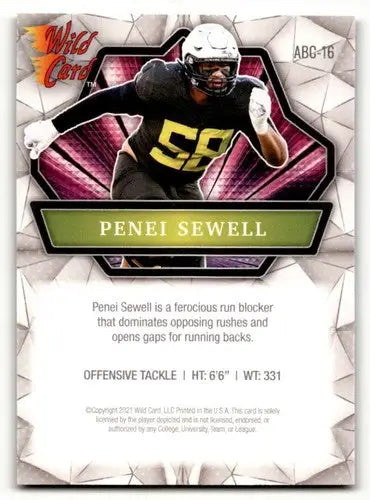 2021 Wild Card Alumination #ABC-16 Penei Sewell Oregon Ducks Footbal ID:61841 - Football Card Single