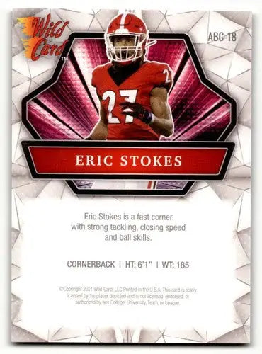 2021 Wild Card Alumination #ABC-18 Eric Stokes Georgia Bulldogs Foot ID:61838 - Football Card Single