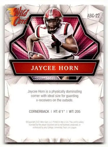 Jaycee Horn South Carolina football card from 2021 Wild Card Alumination series