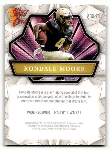 Original gloss of Rondale Moore football card from 2021 Wild Card Alumination series
