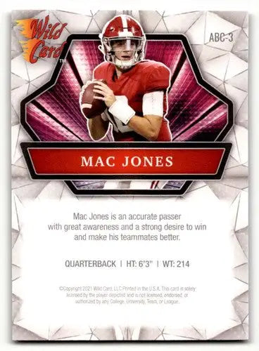 2021 Wild Card Alumination Mac Jones football card from Wild Card series featuring New England Patriots