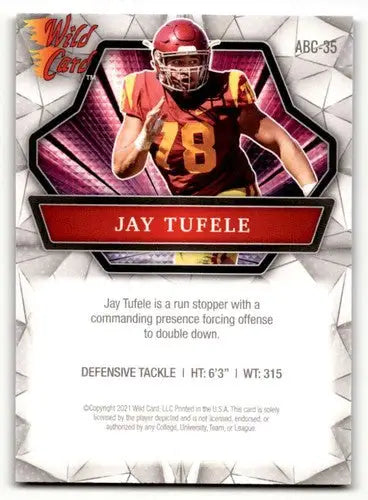 Jay Tufele USC football card from 2021 Wild Card Alumination series