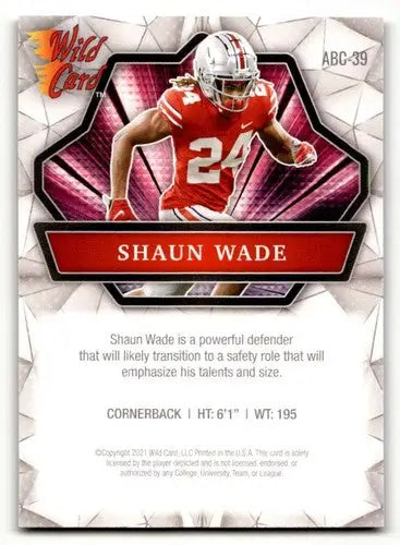 Original gloss Shaun Wade football card from 2021 Wild Card Alumination series showing Ohio State Buckeyes player