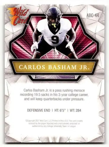 2021 Wild Card Alumination #ABC-44 Carlos Basham Jr. Wake Forest Dem ID:61843 - Football Card Single