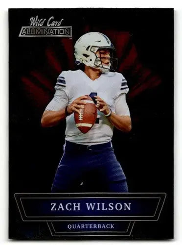 Zach Wilson football card from 2021 Wild Card Alumination series showcasing New York Jets