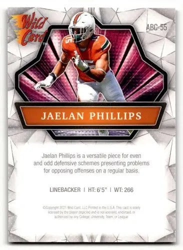 Jaelan Phillips Miami Hurricanes football card from 2021 Wild Card Alumination series