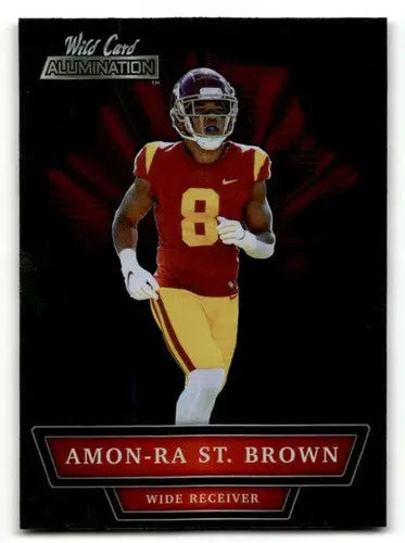 Amon-Ra St. Brown USC Trojans football card with original gloss in 2021 Wild Card Alumination series