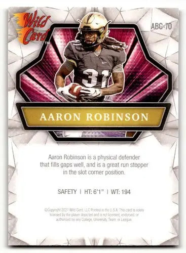 Original gloss football card of Aaron Robinson UCF from 2021 Wild Card Alumination series