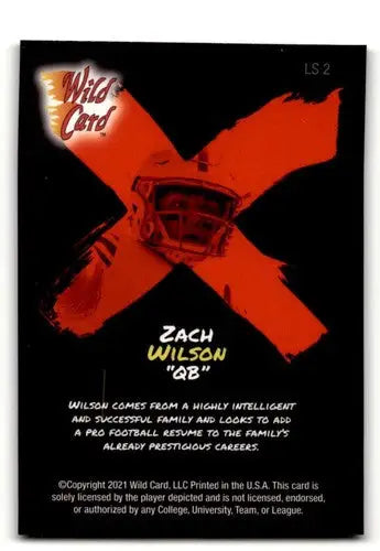 2021 Wild Card Alumination #LS2 Zach Wilson BYU Cougars Football Car ID:61836 - Football Card Single