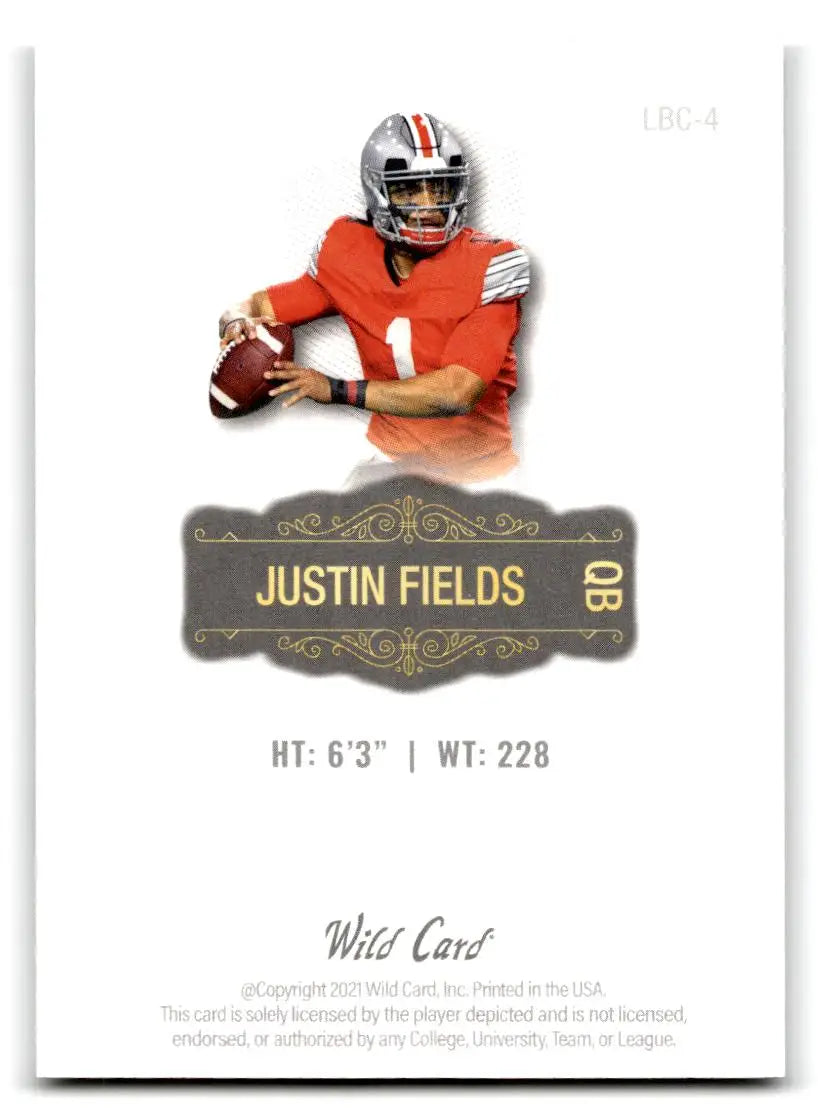 2021 Wild Card Matte #LBC-4 Justin Fields Limited Base Cards White - Football Card Single
