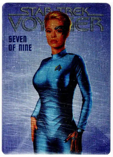 Star Trek Voyager Seven of Nine trading card as 2021 Women of Star Trek case topper card