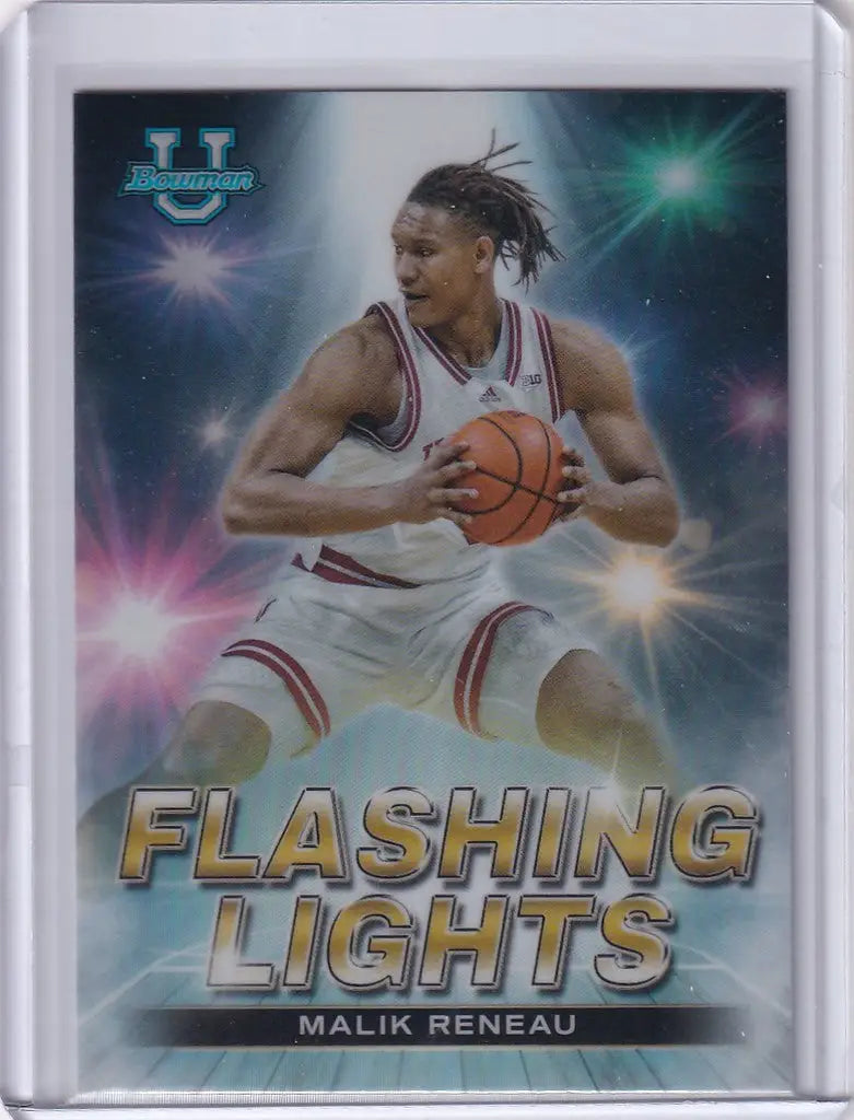 Basketball trading card of Malik Reneau in Bowman Best Basketball Flashing Lights design