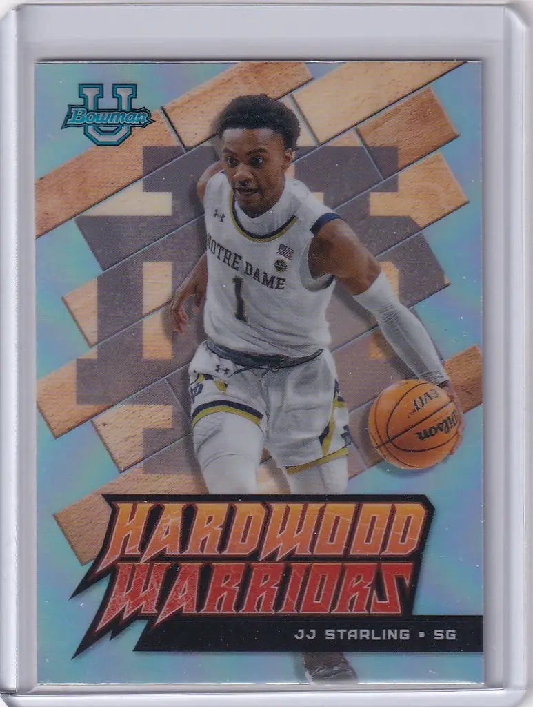 Basketball trading card of JJ Starling in Notre Dame uniform for Bowman Best Basketball