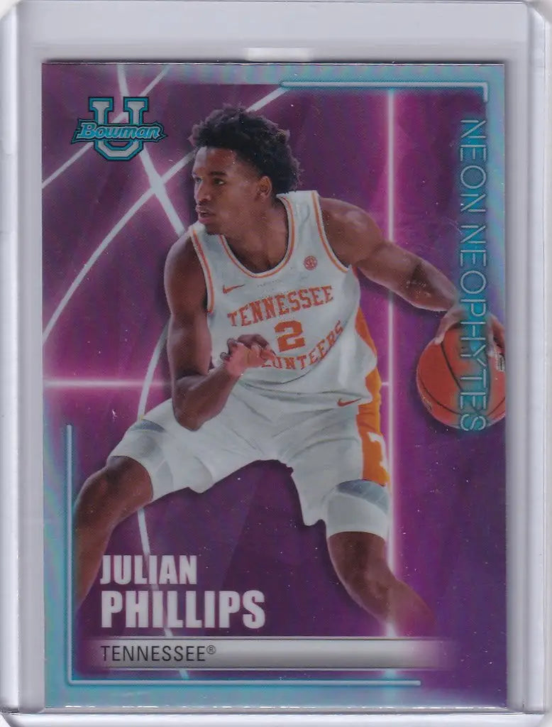 Basketball trading card of Julian Phillips from Tennessee in 2022-23 Bowman Best Basketball