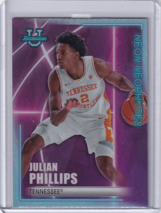 Basketball trading card of Julian Phillips from Tennessee in 2022-23 Bowman Best Basketball