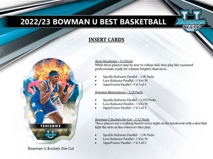 2022-23 Bowman Best University Basketball insert card in Bowman Best Hobby Box