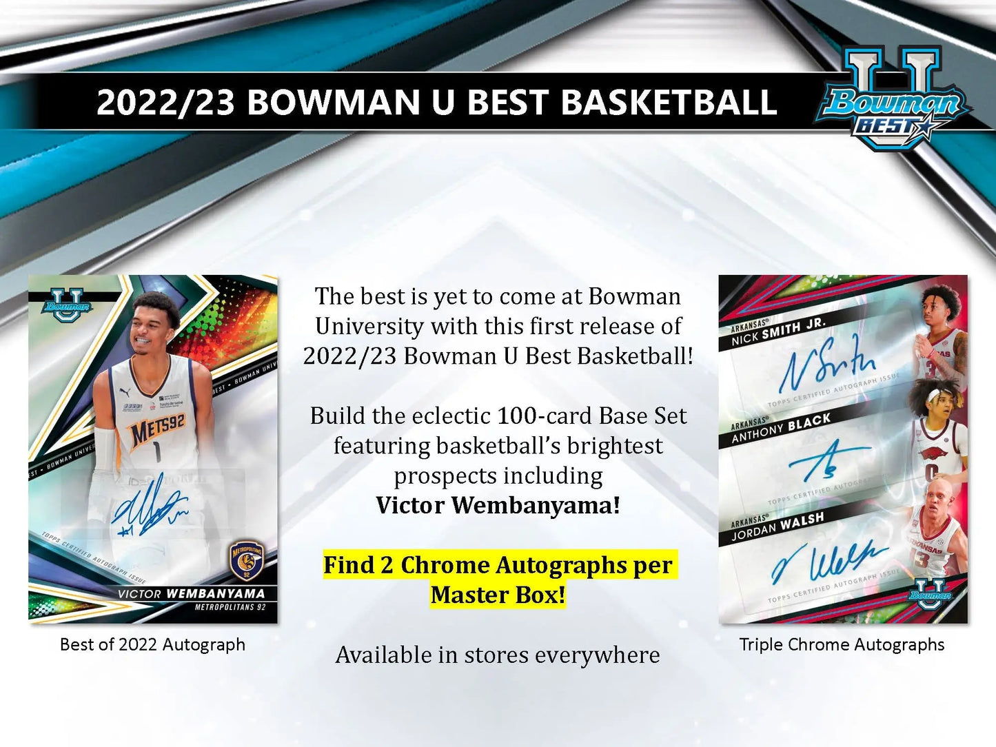 2022-23 Bowman Best University Basketball cards in a Bowman Best Hobby Box