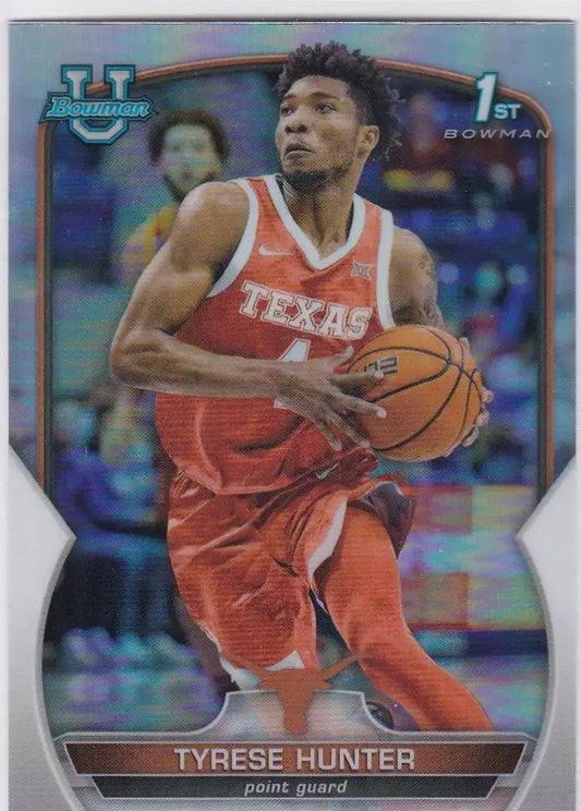 2022-23 Bowman Chrome University#15 Tyrese Hunter Refractor Texas - Basketball Card Single