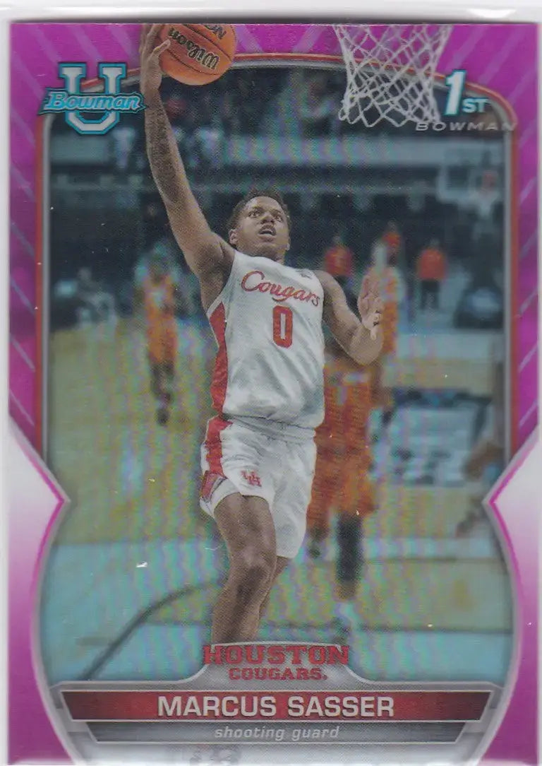 2022-23 Bowman Chrome University Pink #93 Marcus Sasser Houston