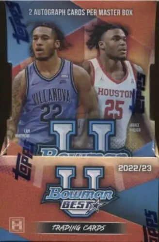 2022-23 Bowman University Best Basketball trading card box with Villanova and Houston players