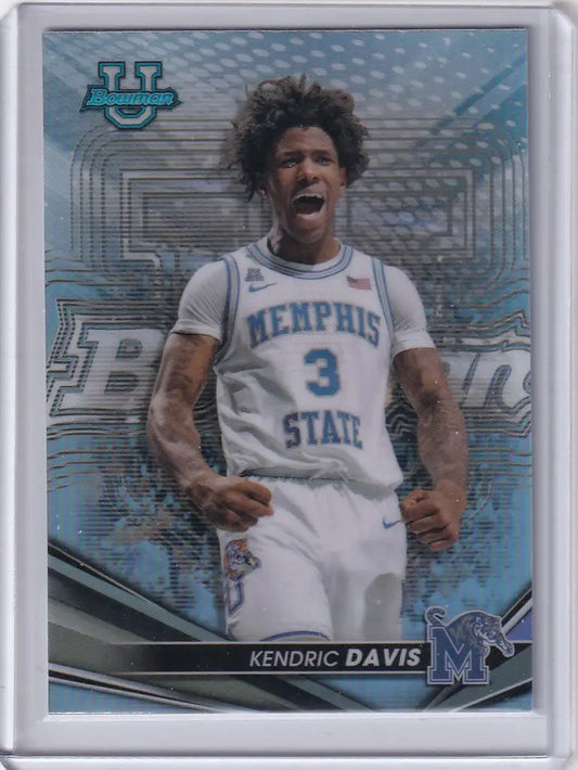 Basketball trading card of Kendric Davis in Memphis State jersey number 3, Bowman University Best