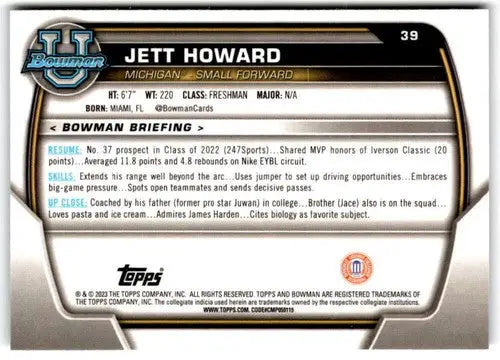 2022-23 Bowman University Chrome #39 Jett Howard NM Near Mint 1st Bowma ID:65379 - Basketball Card Single
