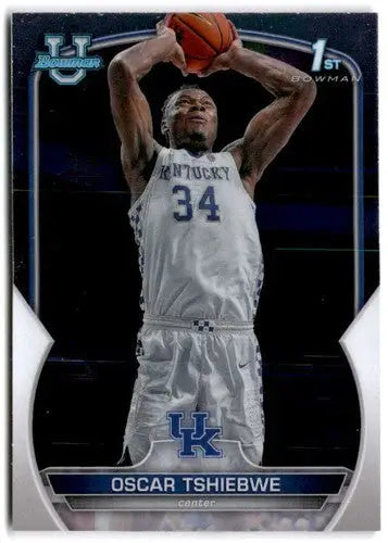Oscar Tshiebwe basketball card from Bowman University Chrome 2022-23 collection