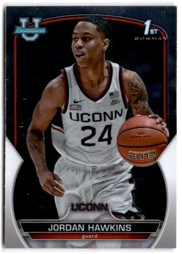2022-23 Bowman University Chrome Jordan Hawkins basketball card with original gloss