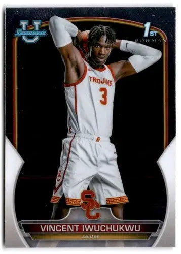 Vincent Iwuchukwu basketball card from Bowman University Chrome original gloss product