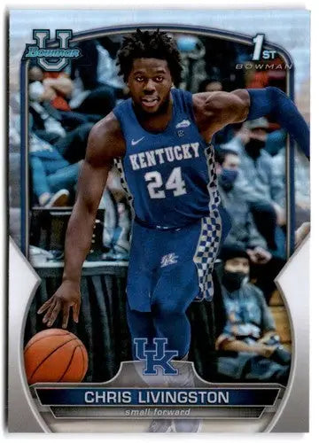 Chris Livingston basketball card from Bowman University Chrome Refractor collection
