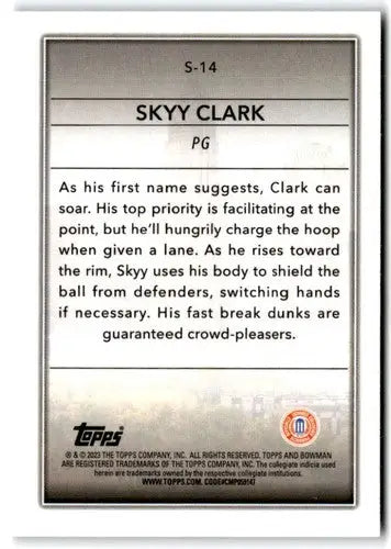 Skyy Clark basketball card 2022-23 Bowman University Chrome Skyscraping Refractor