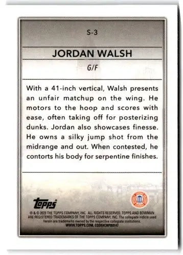 2022-23 Bowman University Chrome Skyscraping Refractor #S-3 Jordan Wals ID:65443 - Basketball Card Single
