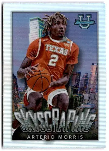 Arterio Morris basketball card featuring Chrome Skyscraping Refractor in 2022-23 Bowman Chrome Skyscraping collection