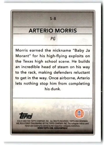 Arterio Morris basketball card 2022-23 Bowman Chrome Skyscraping Refractor #S-8