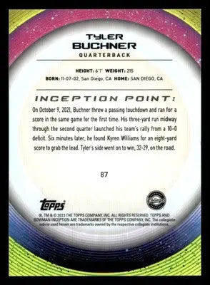 2022-23 Bowman University Inception #87 Tyler Buchner - Football Card Single