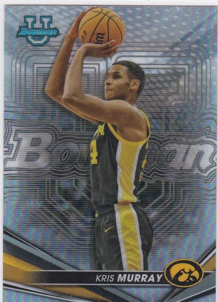 Basketball trading card of Kris Murray from Iowa in shooting pose Bowmans Best Refractor