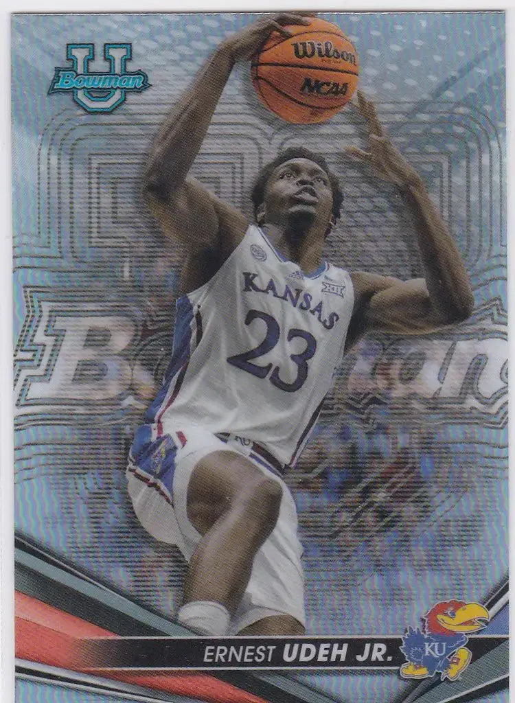 2022-23 Bowman’s Best University #9 Ernest Udeh Jr Refractor Kansas