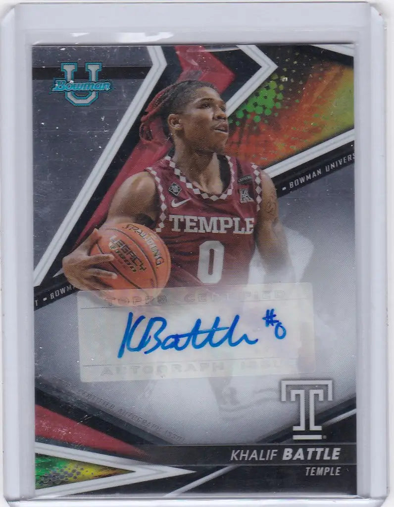 Basketball trading card of Khalif Battle Auto with jersey number 0 from Best University