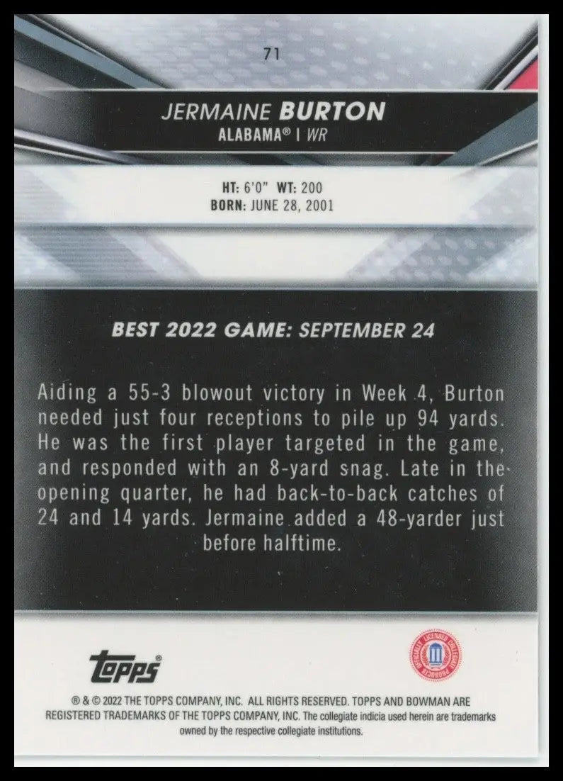 2022-23 Bowman’s Best University - Jermaine Burton #71 (RC)