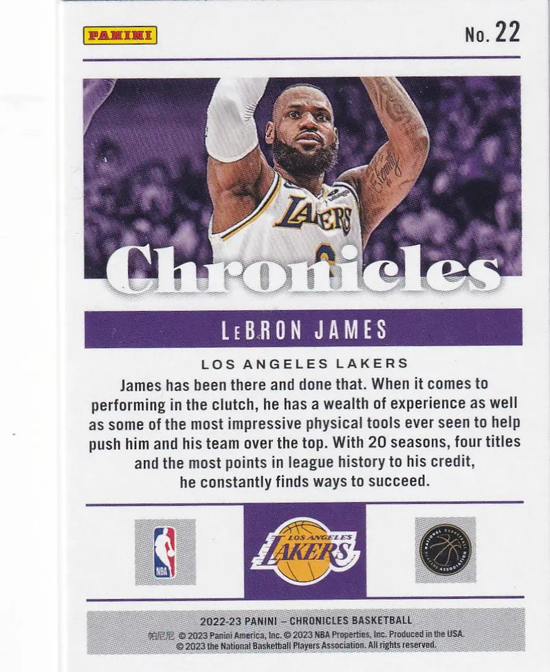 2022-23 CHRONICALS #22 LEBRON JAMES- LOS ANGELES LAKERS