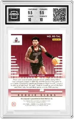 Graded Teddy Allen Illusions Rookie Sig basketball trading card from 2022-23 Chronicles
