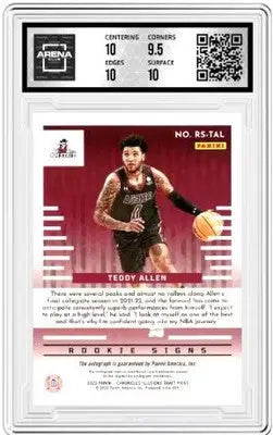 Graded Teddy Allen Illusions Rookie Signs Pink basketball trading card from 2022-23 Chronicles