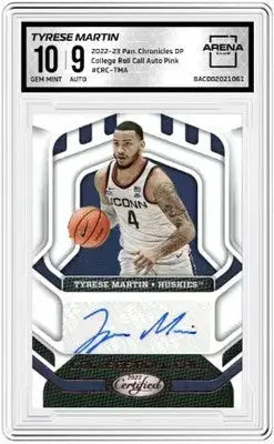 Graded Tyrese Martin College Roll Call Auto Pink basketball trading card with autograph