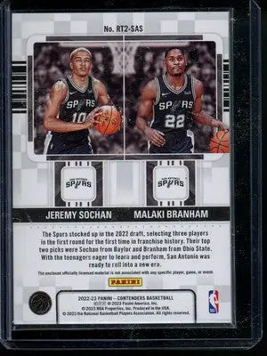 2022-23 Contenders Rookie Dual Ticket Sochan Branham #RT2-SAS Jersey Patch - Basketball Card Single