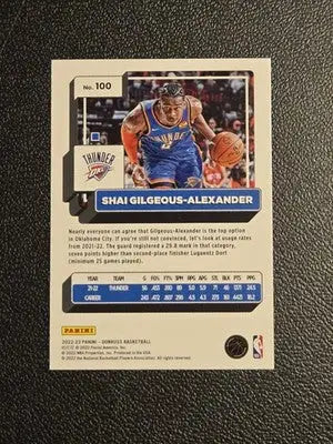 2022-23 Donruss #100 Shai Gilgeous-Alexander - Basketball Card Single