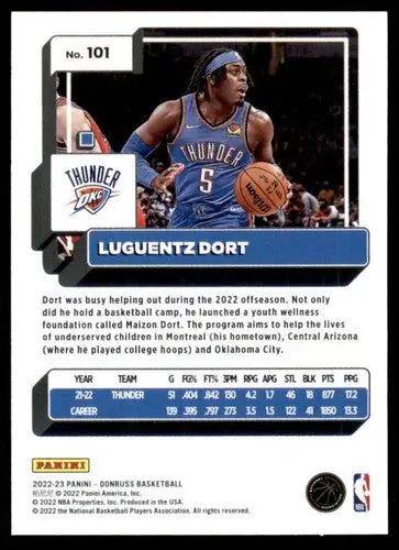 2022-23 Donruss #101 Luguentz Dort NM-MT Thunder ID:57241 - Basketball Card Single