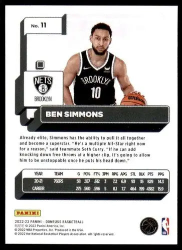 Original gloss Ben Simmons basketball card from 2022-23 Donruss Simply Sandoval collection