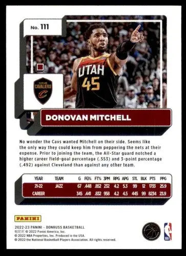 Donovan Mitchell basketball card with original gloss, NM-MT condition, Cavaliers card